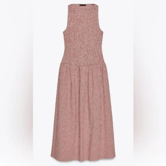 ZARA GINGHAM MIDI DRESS - Picture 5 of 6
